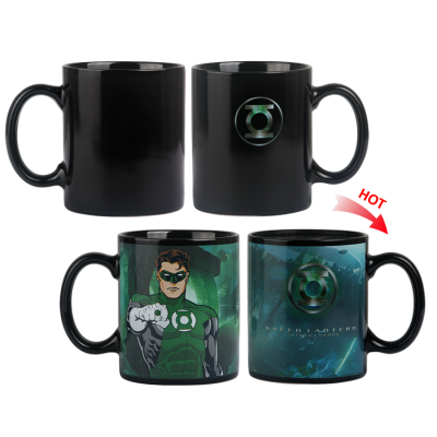 Customized Creative Gift Green Lantern Heat Sensitive Color Changing Mug