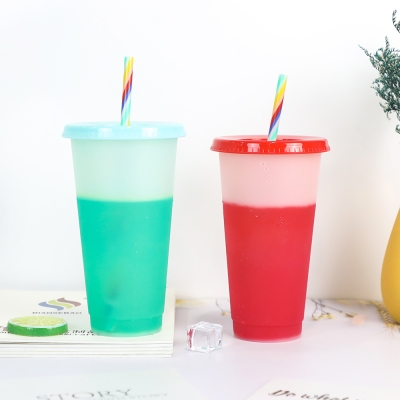 2020 Biansebao factory Magical Color Changing Double Wall PS Plastic Cup