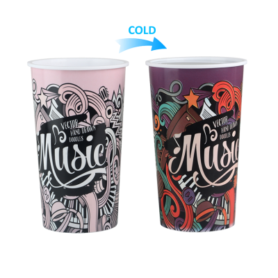 Custom Music design cold color changing plastic cup