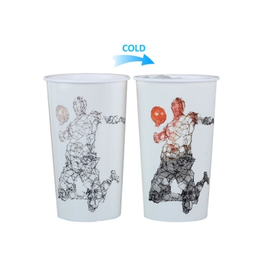 Customized playing basketball magic cold color changing plastic cup